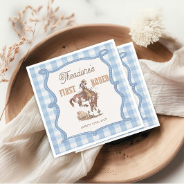 Servilleta De Papel Cowboy First Rodeo Gingham Birthday Napkins