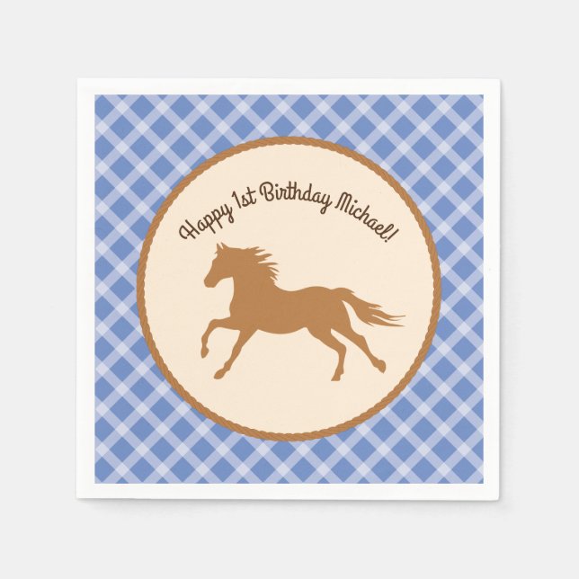 Servilleta De Papel Cowboy Horse Pony Cute Primer Fiesta (Anverso)