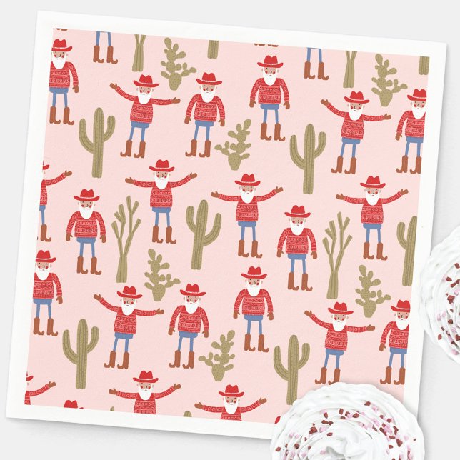 Servilleta De Papel Cowboy Santa Claus Navidad Occidental (Fun Cowboy Santa Claus Christmas Holidays Western party paper napkin)