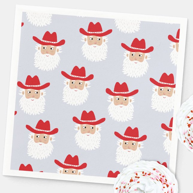Servilleta De Papel Cowboy Santa Claus Western Christmas (Fun Cowboy Santa Claus Western Holidays Christmas party paper napkin)
