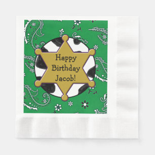 Servilleta De Papel Cowboy Sheriff Badge Birthday Napkins