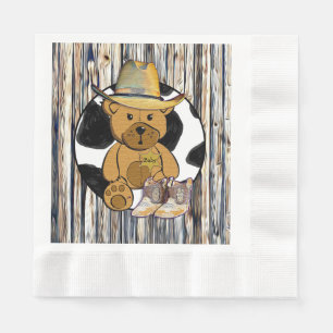 Servilleta De Papel Cowboy Sheriff Teddy Bear Baby Shower Napkins