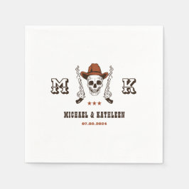 Servilleta De Papel Cowboy Skull Monograma Boho Boho Country Wedding
