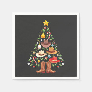 Servilleta De Papel Cowboy Western Christmas Tree Santa