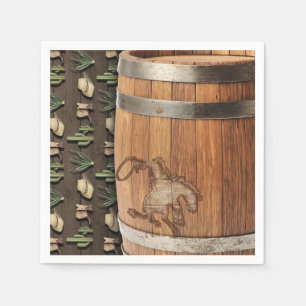 Servilleta De Papel Cowboy Western Rodeo Wooden Barrel Birthday PARTID