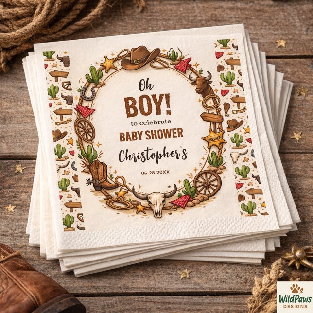Servilleta De Papel Cowboy Wild West Rodeo Ranch | Rustic Western Baby (Cowboy Wild West Rodeo Ranch | Rustic Western Baby Napkins)