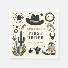 Servilleta De Papel Cowboy Wild Western First Rodeo Primer cumpleaños 