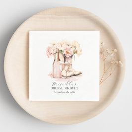 Servilleta De Papel Cowgirl Boots Bubbly Peonies BRIDAL SHOWER