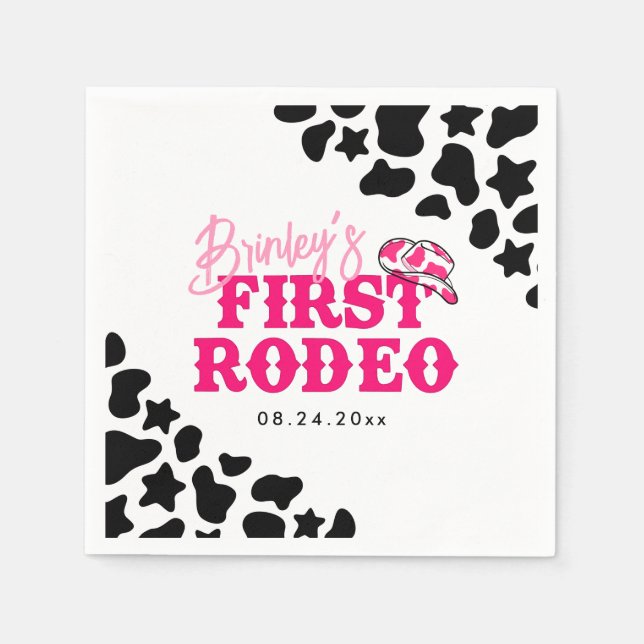 Servilleta De Papel Cowgirl Disco Pink First Rodeo (Anverso)