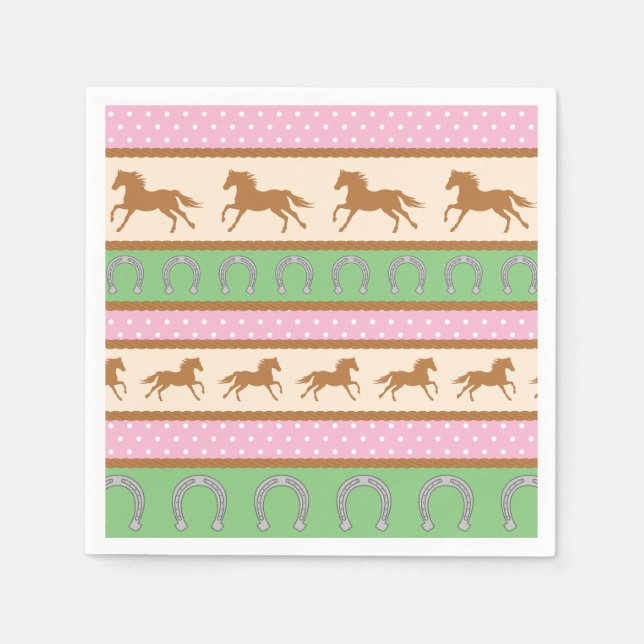 Servilleta De Papel Cowgirl Horse Pony Cute Primer Fiesta (Anverso)