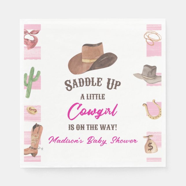 Servilleta De Papel Cowgirl Western Rodeo Wild West Baby Shower (Anverso)