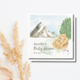 Servilleta De Papel Cozy Beige Mountain Watercolor Bear Family