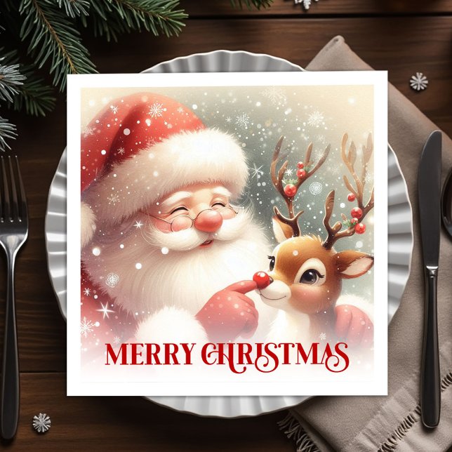 Servilleta De Papel Cozy Santa Claus Rudolph Holiday Party Dinner Napk (Cozy Santa Claus Rudolph Holiday Party Dinner Napkins

)