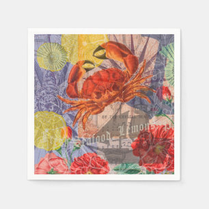 Servilleta De Papel Crab Nautical Beach Art