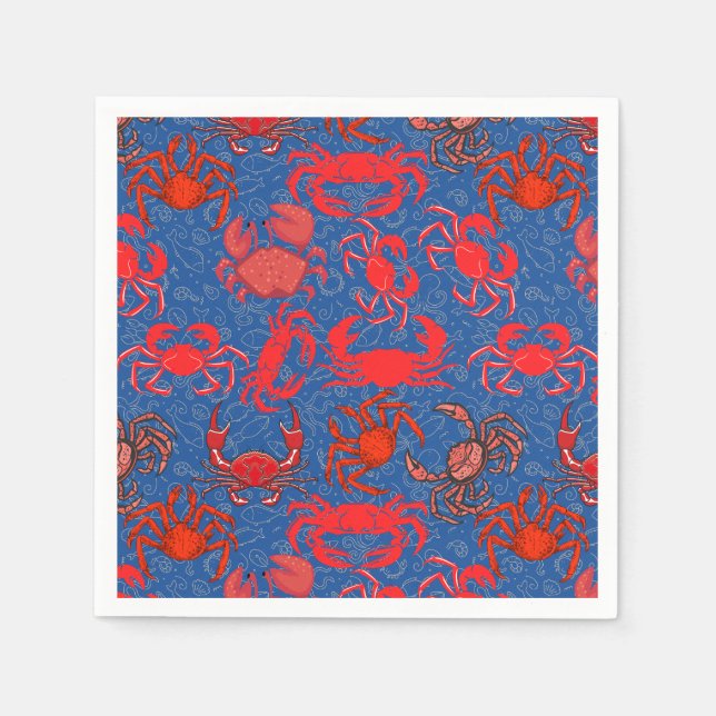 Servilleta De Papel Crabs Patternx4 Blue BG (Anverso)