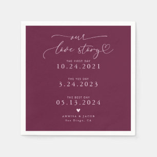Servilleta De Papel Cranberry Our Love Story Elegent Script Boda