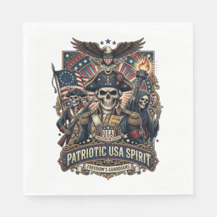 Servilleta De Papel Cráneo Colonial Patriótico Comandante Patriota Osc