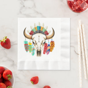 Servilleta De Papel Cráneo de Búfalo Emblema Nativo Americano