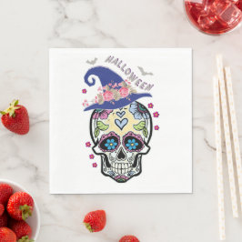 Servilleta De Papel Cráneo de flores de Halloween