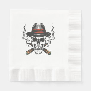Servilleta De Papel Cráneo de gánster con sombrero fedora