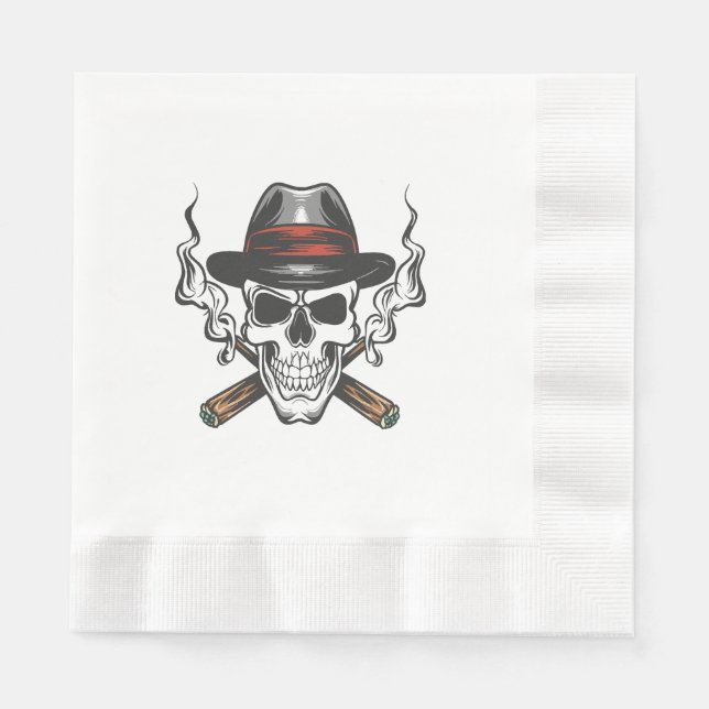 Servilleta De Papel Cráneo de gánster con sombrero fedora (Anverso)
