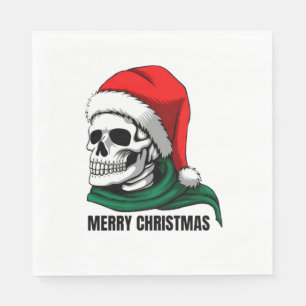 Servilleta De Papel Cráneo gótico de Navidad con sombrero de Santa – A