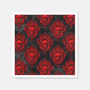 Servilleta De Papel Cráneo rojo y negro gótico