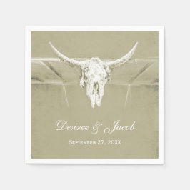 Servilleta De Papel Cráneo Rústico Verde Blanco Oeste de vaca