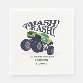 Servilleta De Papel Crash de Smash - Monstruo verde moderno Cumpleaños