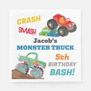 Servilleta De Papel Crash Smash Monster Camión Cumpleaños Bash Waterco