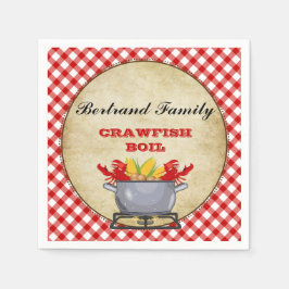 Servilleta De Papel Crawfish Boil Pot Red Check Gingham