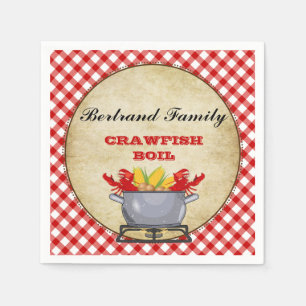 Servilleta De Papel Crawfish Boil Pot Red Check Gingham
