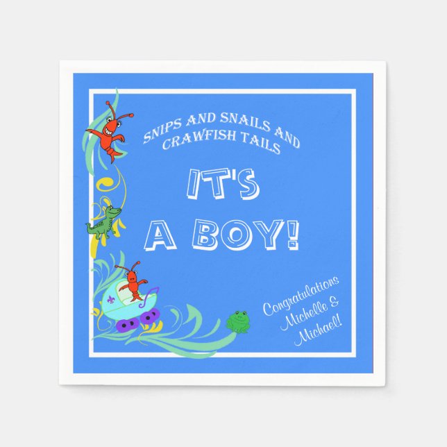 Servilleta De Papel Crawfish Cajun Baby Boy (Anverso)