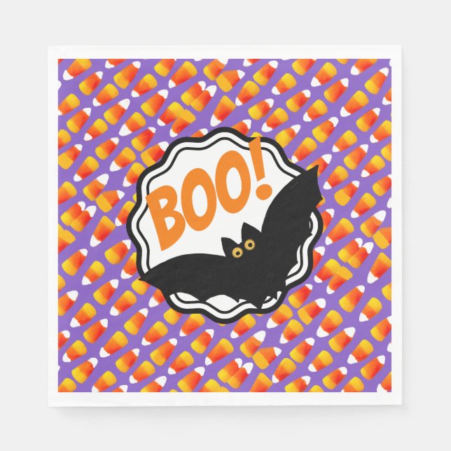 Servilleta De Papel ¡Crazy Candy Corn Black Bat Boo! (Anverso)