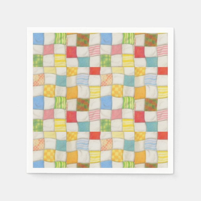 Servilleta De Papel CRAZY QUILT Standard Cocktail Paper Napkins (Anverso)