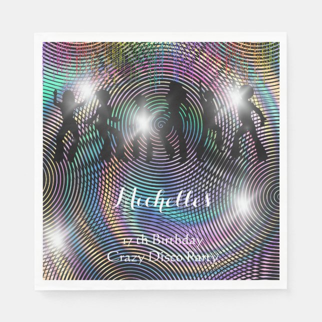 Servilleta De Papel Crazy retro psicodélico cumpleaños disco (Anverso)