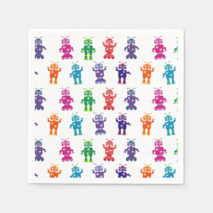 Servilleta De Papel Crazy Robot Pattern Tema fiesta de cumpleaños