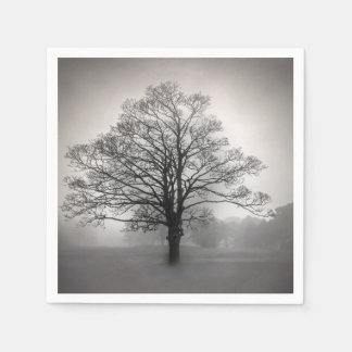 Servilleta De Papel Crea tu propio árbol en silueta en blanco y negro