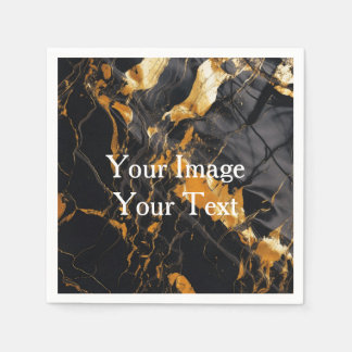 Servilleta De Papel Crea tu propio blanco negro y dorado