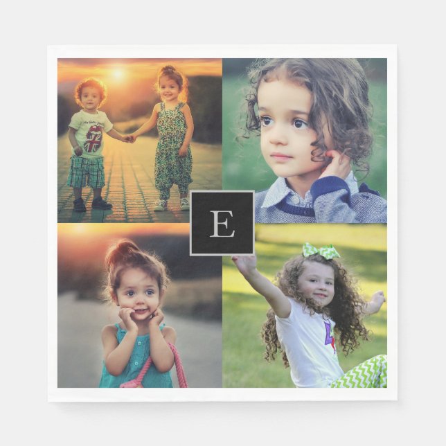 Servilleta De Papel Crea tu propio collage de fotos de familia monogra (Anverso)