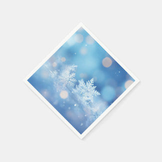Servilleta De Papel Crea tu propio evento de copos de nieve Bokeh azul