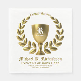 Servilleta De Papel Crea tu propio Monograma de Laurel de Oro