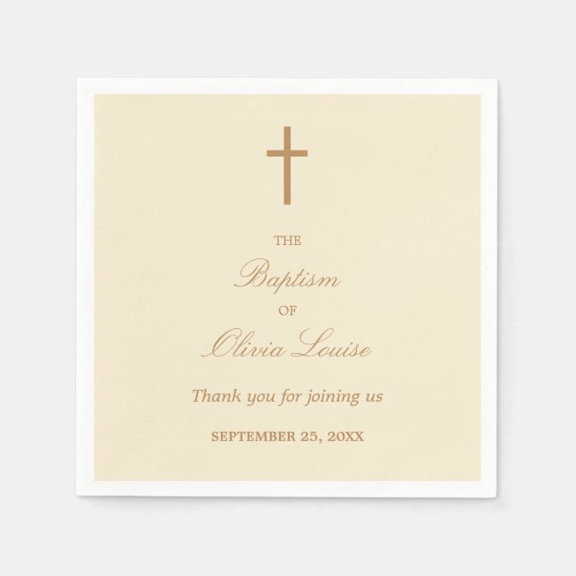 Servilleta De Papel Cream Beige Baptism Fiesta Napkins (Anverso)