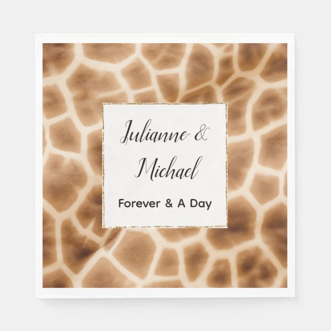 Servilleta De Papel Cream Brown Giraffe Animal Safari Boda (Anverso)