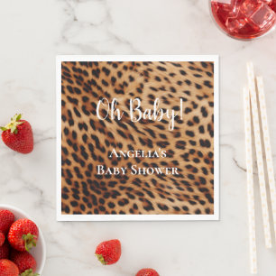Servilleta De Papel Cream Brown Leopard Print Baby Shower