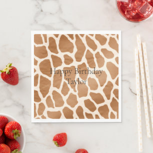 Servilleta De Papel Cream Brown Safari Girafa Animal Print