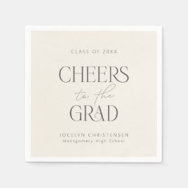 Servilleta De Papel Cream Charcoal Personalized Cheers Grad Party