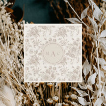 Cream Chinoiserie Monogram Boda Cocktail