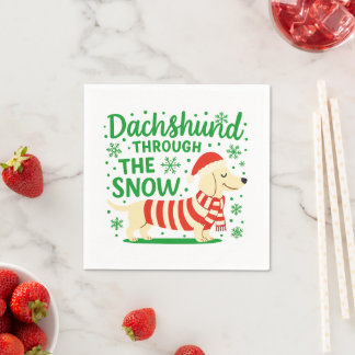 Servilleta De Papel Cream Dachshund Christmas Napkins