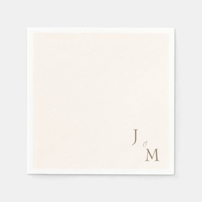 Servilleta De Papel Cream Elegant Gold Monogram Boda (Anverso)